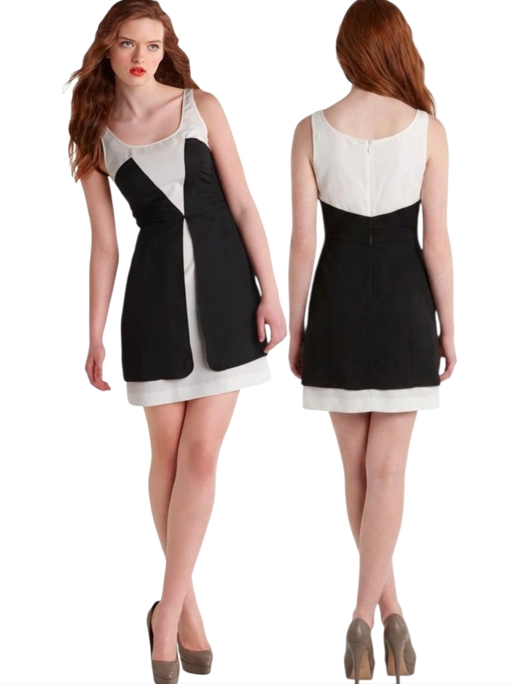 ZAC POSEN Two-tone Faille Fit & Flare Dress - Size 10